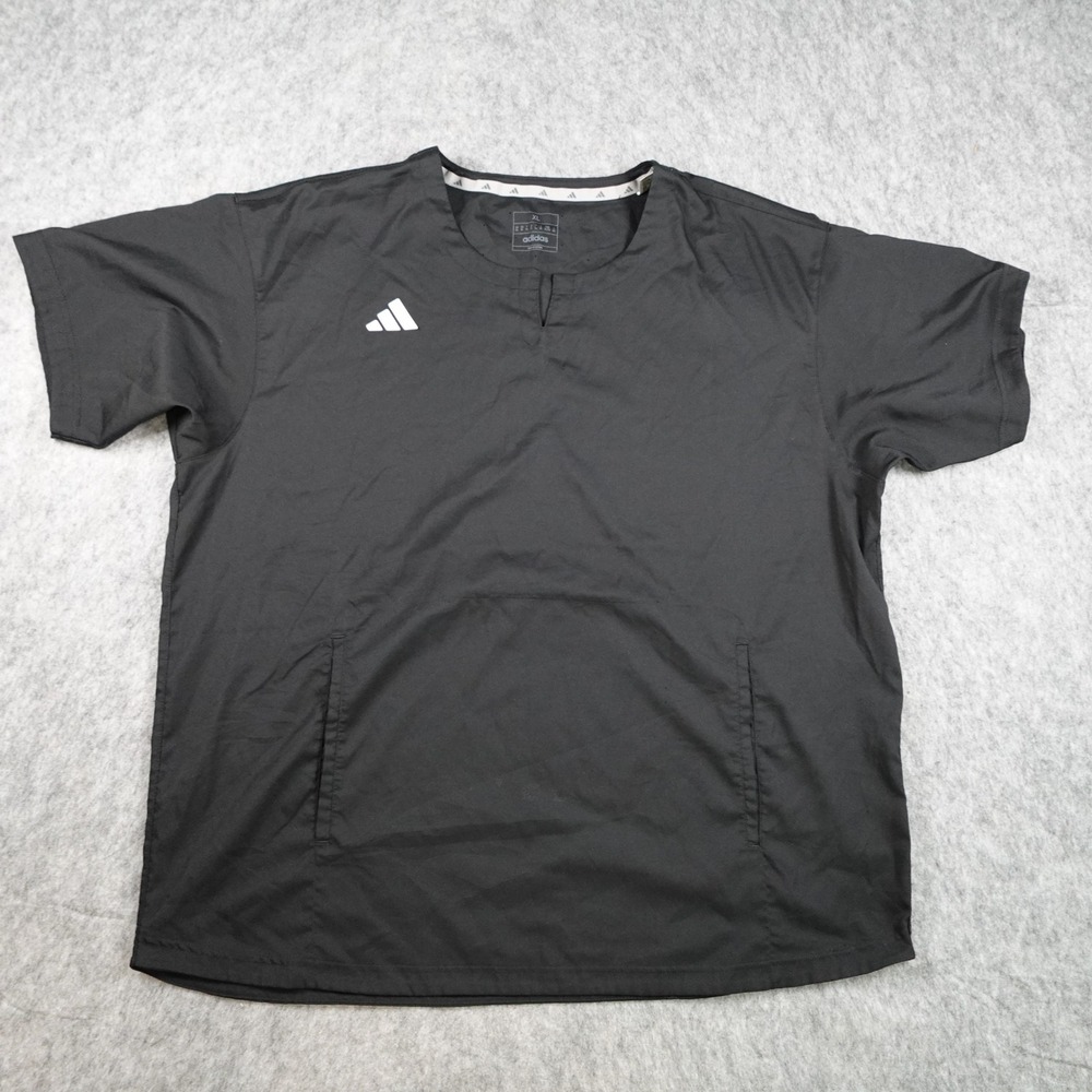 Adidas Cage Jacket Mens Extra Large Black Short Sleeve Notch Shirt Tee